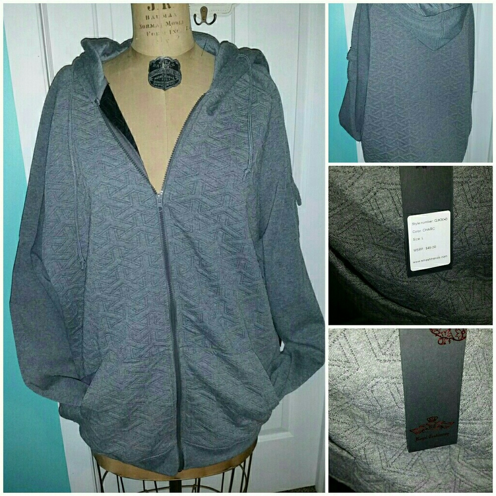 NWT ROYAL testimony Moto Hoodie zip up Xl